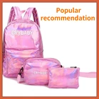 Вышитый патентный рюкзак с надписью Новинка рюкзак с голографическим лазерным покрытием, школьная сумка + сумка через плечо + пенал, 3 шт.