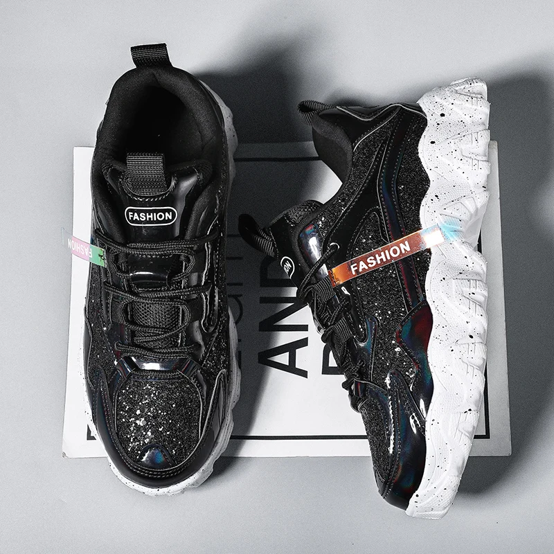 Shiny Shoes for Women Original Female Vulcanized Shoe Conspicuous Fashion Luxury Platform Shoe Comfortable Casual Sneakers 36-41