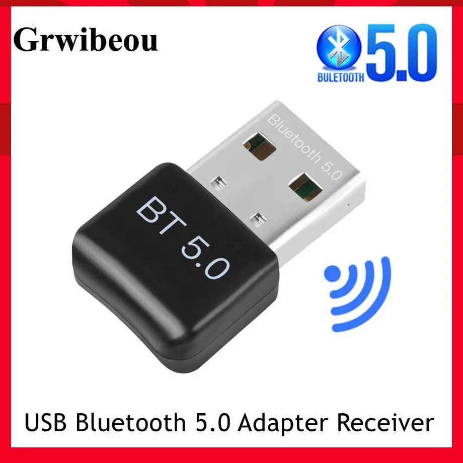 Grwibeou Mini Wireless USB Bluetooth 5.0 Adapter Receiver Dongle Low Latency Audio Music Bluthooth 5.0 Transmitter For PC Laptop