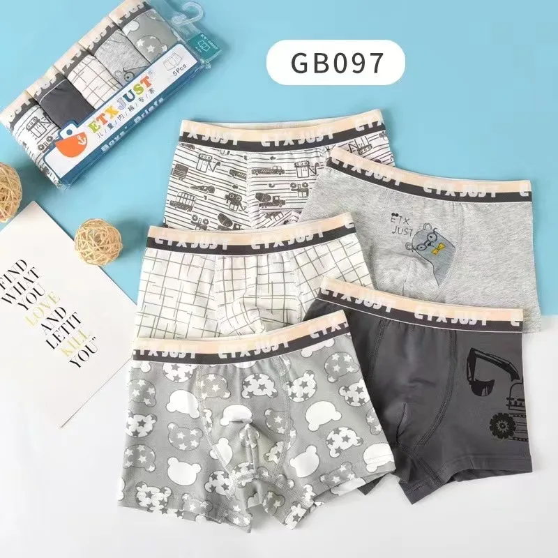New Arrival Boys Boxer Underwear Cotton Breathable Panties for Toddler Baby Casual Children Soft Underpants 5pcs/lot 4 8 14Years