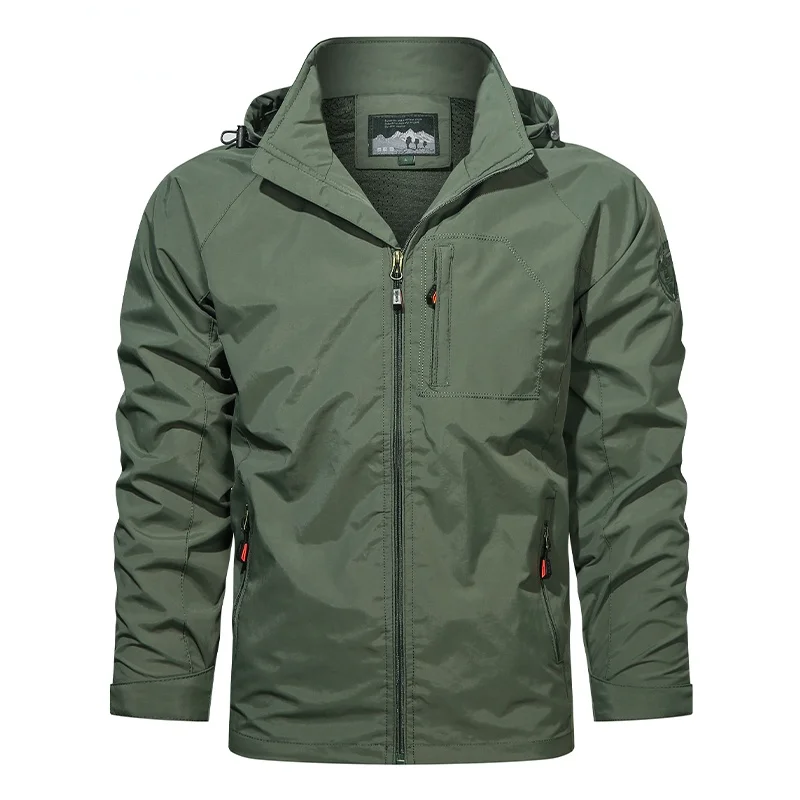 

Autumn Men Waterproof Jackets Military Shark Skin Soft Shell Outdoor Outwears Fashion Windbreaker Waterproof Hooded Coats Male