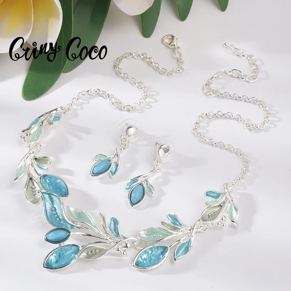 

Cring Coco Necklaces Female Statement Choker Enamel Jewelry Trendy Resin Leaf Chains Necklace New Year Gift for Women 2023