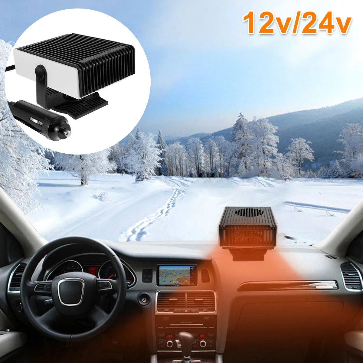 

new Car Heater 150W 12V/24V Car Defogger Heater Fan Portable Car Defroster w/ 2 in 1 Cooling & Heating Car Windshield Defogger