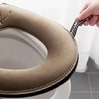 new universal toilet seat cover winter warm soft wc mat bathroom washable removable zipper with flip lidhandle waterproof househ