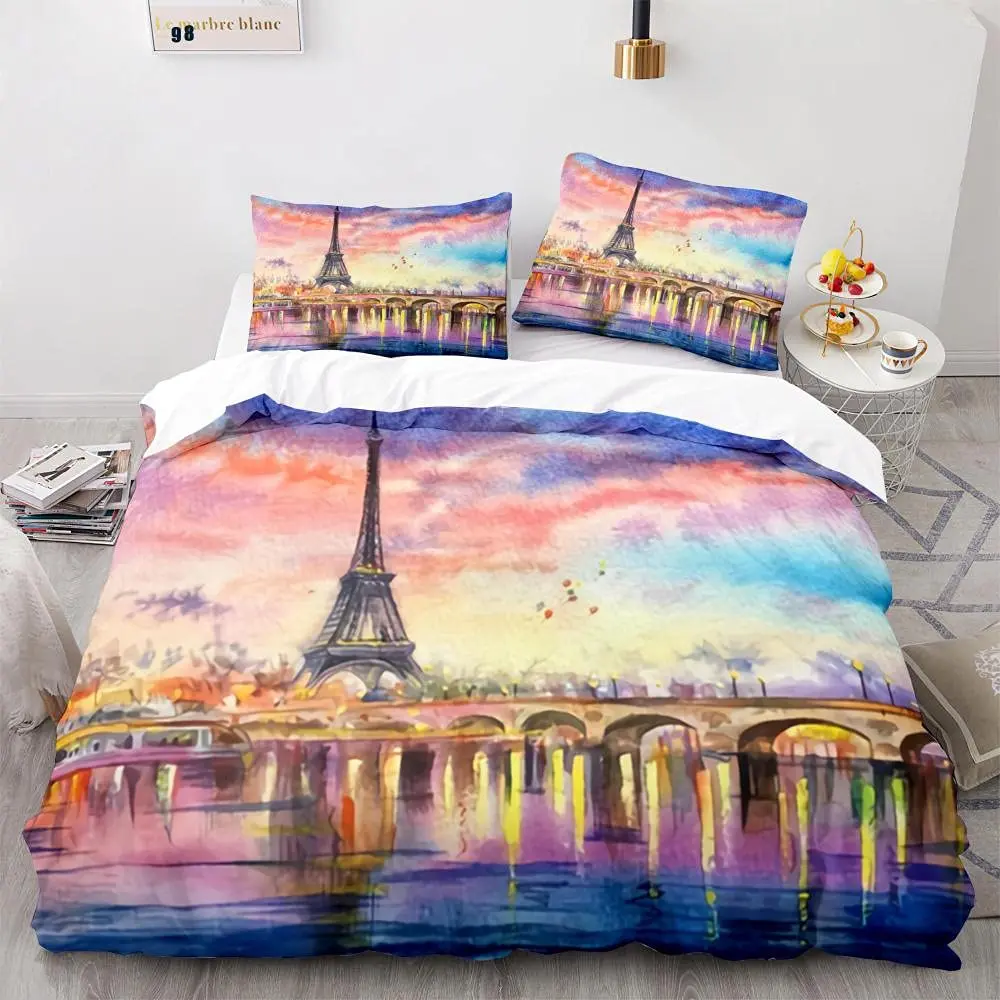 

Постельное белье с изображением Эйфелевой башни, комплект постельного белья с 3d Цифровым принтом, модное дизайнерское одеяло, комплекты по...