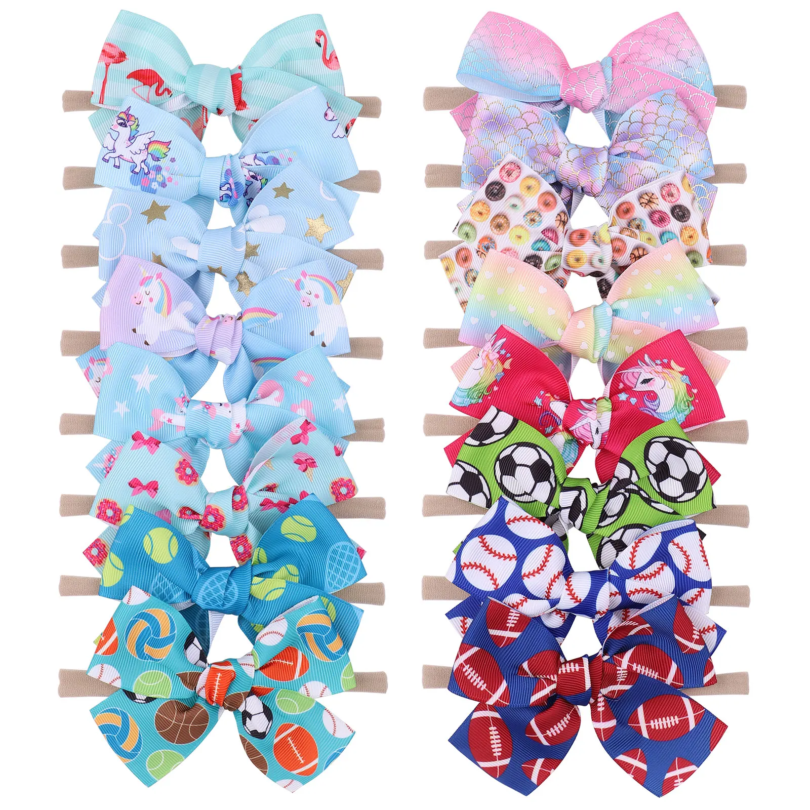 

Повязка на голову с бантом для девочек, милый головной убор с принтом единорога, русалки, 4 дюйма, Цветочная лента с бантом, аксессуары для во...