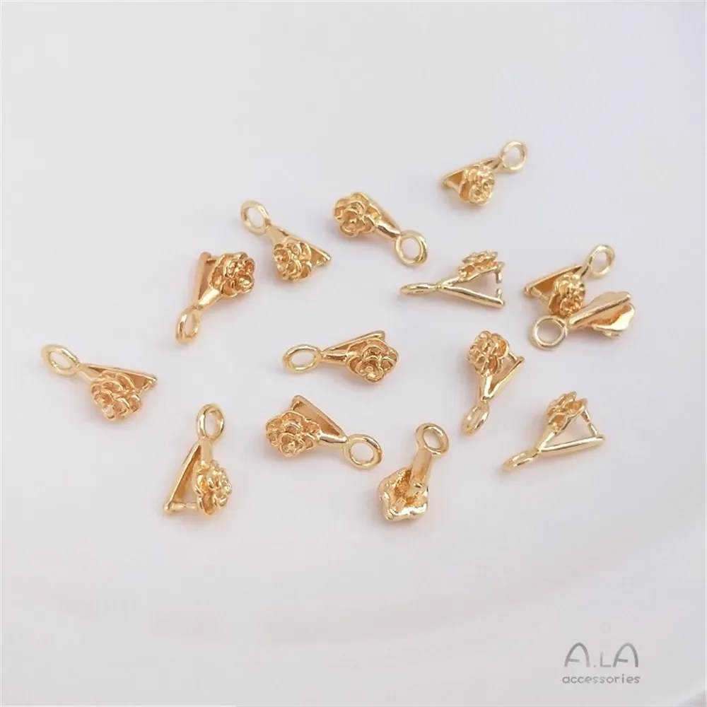 14K позолоченная застежка в форме розы с застежкой из семян дыни подвесная Diy