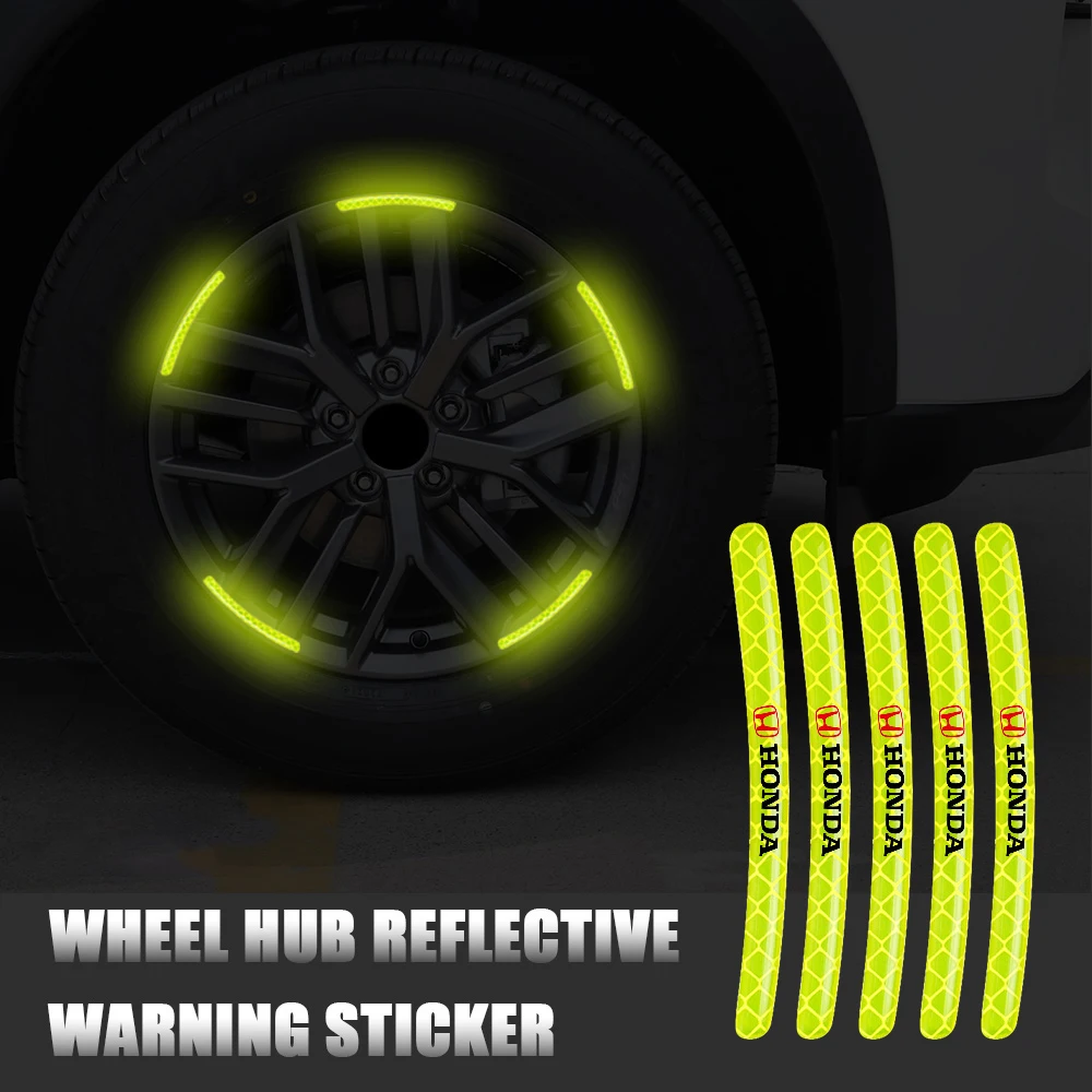 

5/10/20pcs Reflective Car Wheel Rim Stickers Tape Strips Auto Decoration For Honda Civic 10th 8th gen 4d Accord 7 Jazz Crv 3 etc