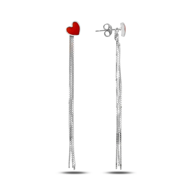

Silver 925 Sterling Heart Cabochons Dangle Earrings