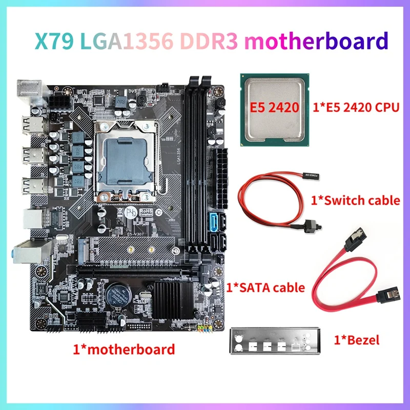 NEW-X79 комплект материнской платы компьютера + процессор E5 2420 кабель переключателя
