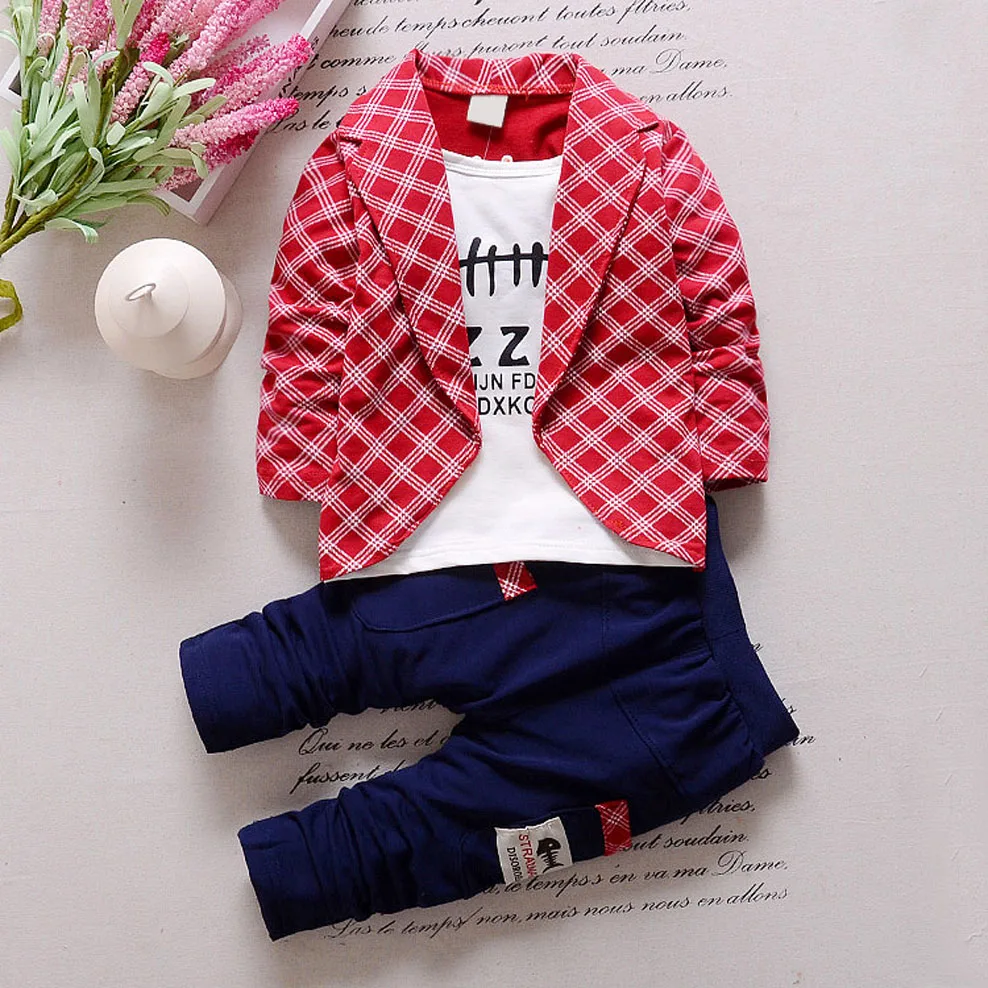 IENENS Kids Clothes Set Boys Long Sleeves Outfits Clothing Baby Cotton Party Suits Coat + Pants 1 2 3 4 Years Formal Wear
