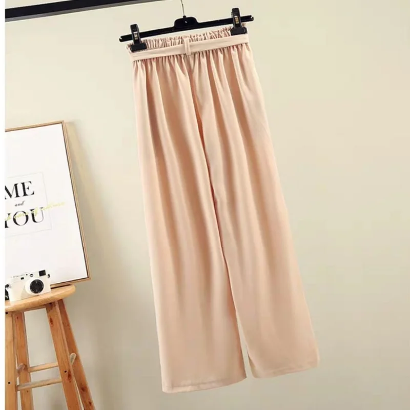 

Женские шифоновые брюки с широкими штанинами, прямые брюки с высокой талией и прямыми штанинами, корейский стиль, для студентов, лето 2023