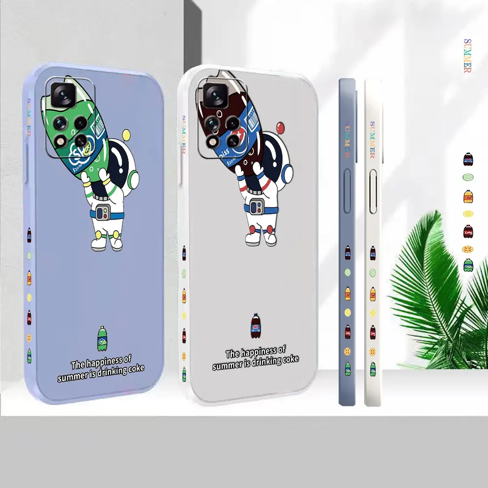 

Cola Aerated Water Funny Astronaut Case For Redmi Note 12 11 11T 11R 11E 11S 10 10T 9 9S 9T 8 7 7S PRO PLUS 4G 5G Liquid Cover