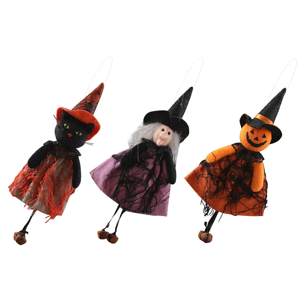 

3pcs Doll Decors Presents Festival Hanging Adorns Party Scene Props Witch Design Dolls for Present