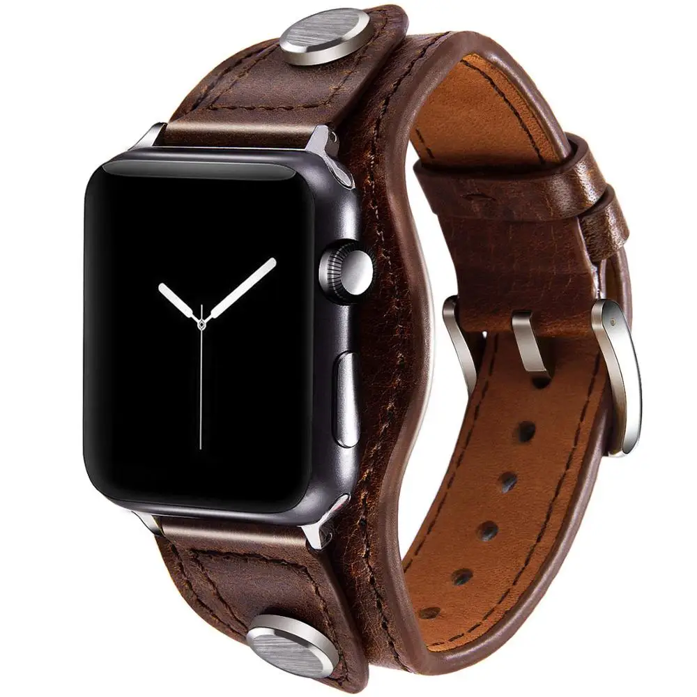 Strap for Apple Watch band 45mm 41mm 38mm 42mm 40mm 44mm Cuff Bracelets Bands Iwatch Series 7 6 5 4 3 Fashion Leather Wristband
