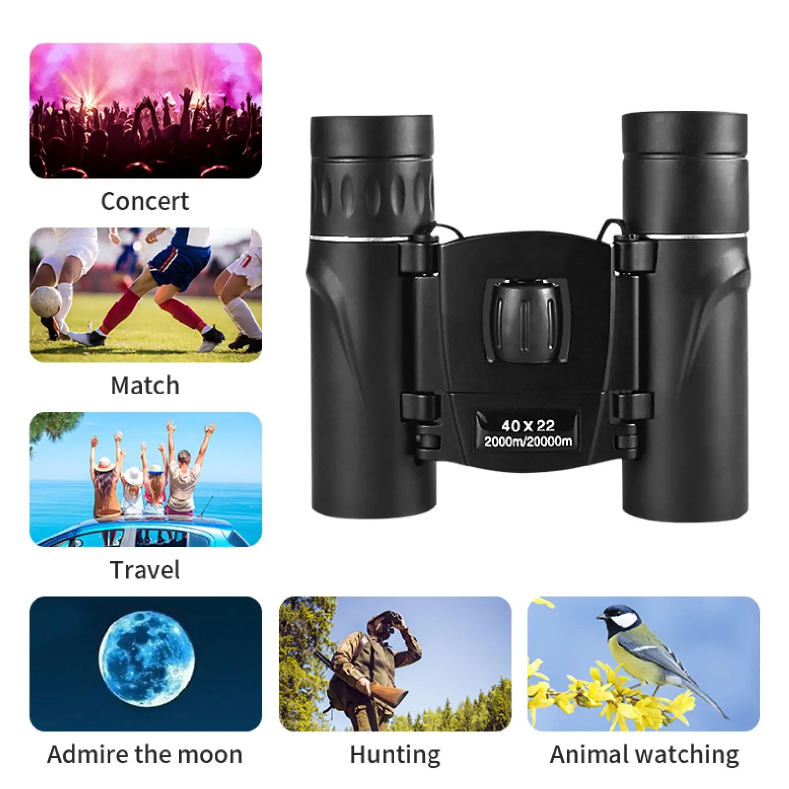 

40x22 HD Powerful Binoculars Folding Mini Telescope 40 Times Binocle Binoculars 2000M Long Range for Hunting Sports Outdoor Camp