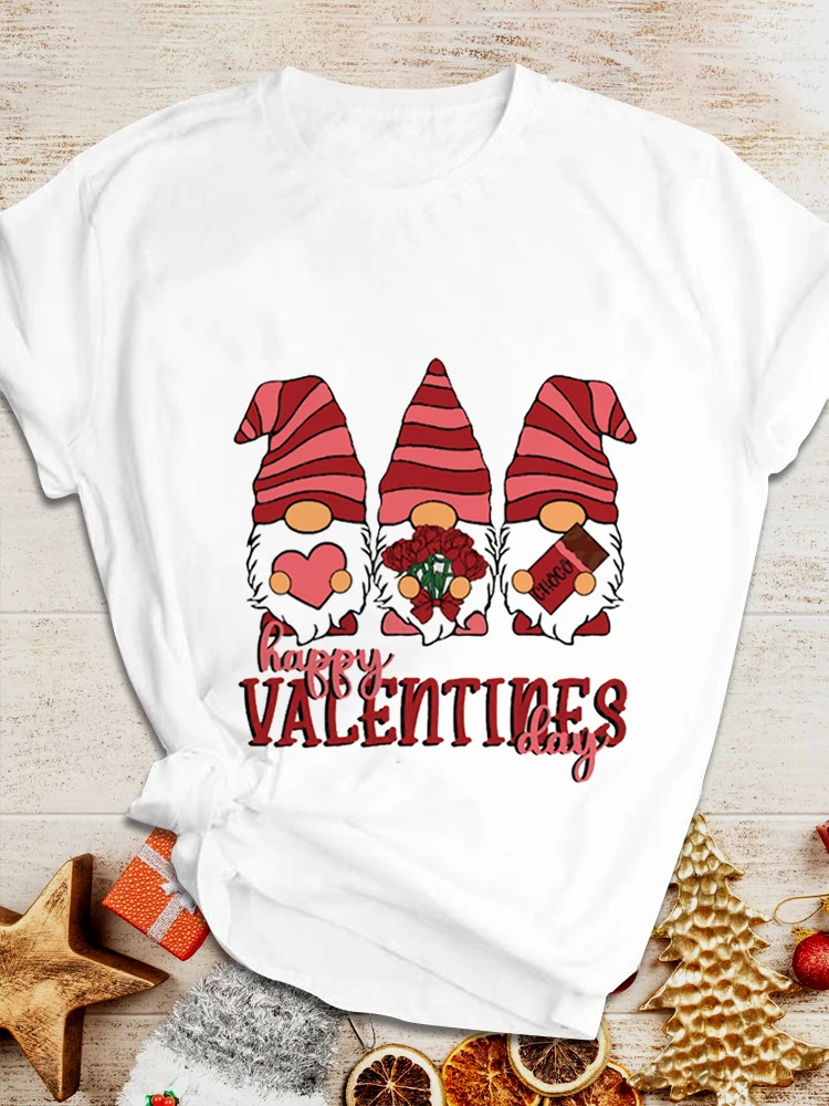 

New Kawaii Valentines Woman T-shirts Happy Valentine's Day Jersey Love Print Clothes For Women Clothing Graphic Printed T Shirt