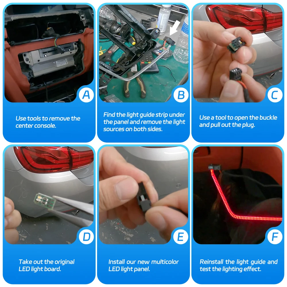 OE-Spec 63319354148 светодиодный центральная консоль HVAC панель окружающего освещения для