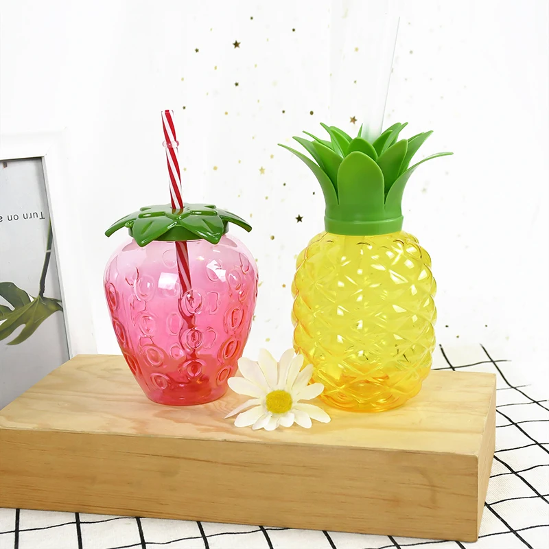 500ML Strawberry Cup Strawberry Keychain Pineapple Juice Cup Net Red Milk Tea Cup INS Wind Cup Delivery Bottle Water Bottle