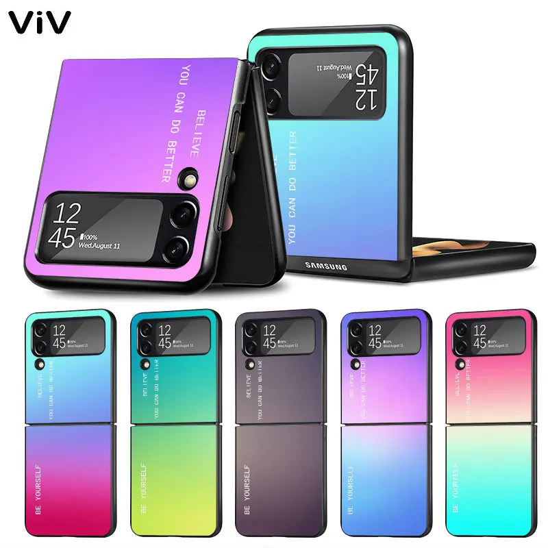 

Case Coque for Samsung Galaxy ZFlip Z Flip 4 ZFlip3 Z Flip 3 5G Flip4 ZFlip4 Flip3 Hard PC Funda Gradient BE YOURSELF