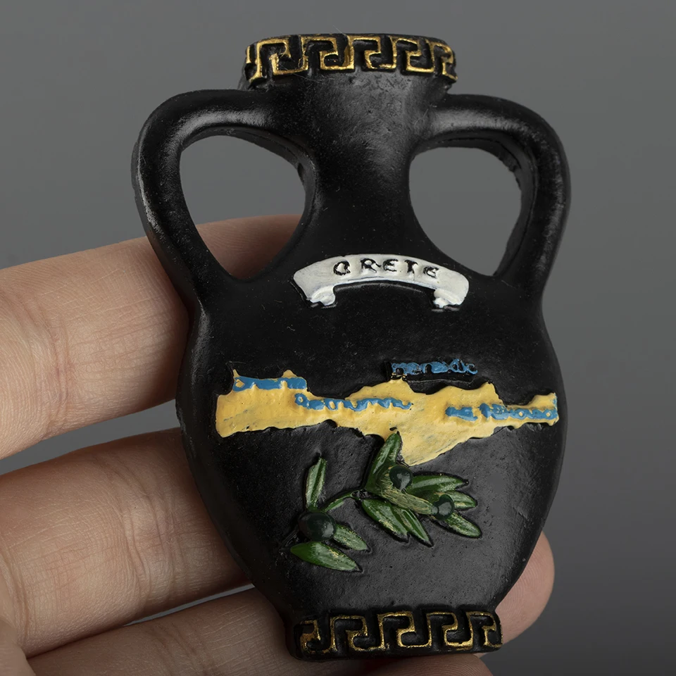 Фото Греческий кричный остров, маленькая черная бутылка, туристическая смола, магниты на холодильник, наклейка на холодильник, трехмерная, ручная роспись, креативная №1