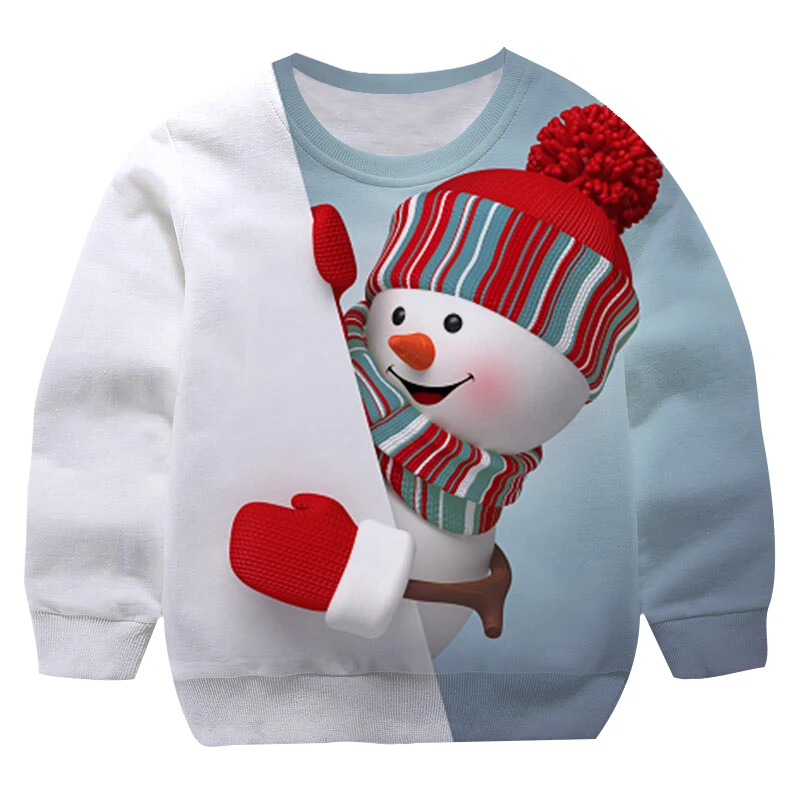 

Christmas Snowman New Arrival Long Sleeve Boys Girls Sweatshirts Autumn Spring Kids Clothes Xmas Party Shirts Tops 1-14 Years