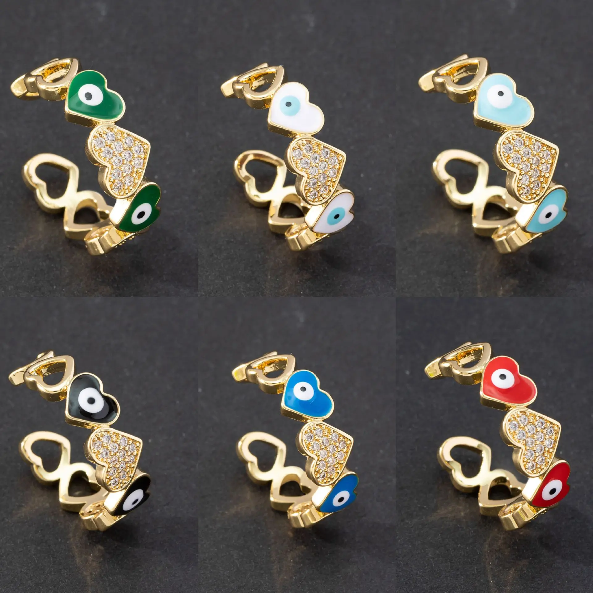 

Adjustable Rings for Women 925 Silver Luxurious Delicate Colorful Jewelry 18K Gold Drip Oil Demon Eye Ring Men's Finger-ring