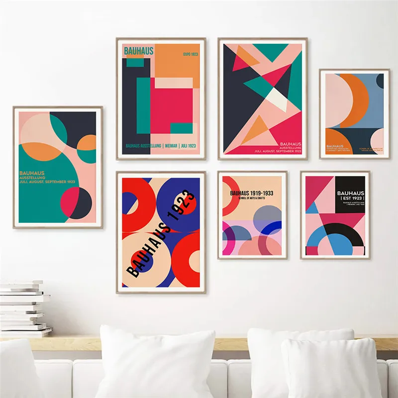 

Bauhaus Exhibition Poster Canvas Painting Color Geometric Shapes Wall Art for Living Room Decoration Home Decor Picture