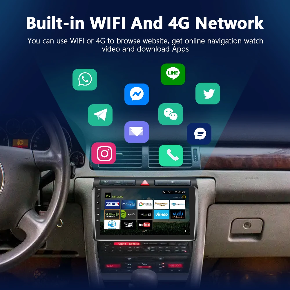 Автомагнитола Podofo для Audi A6 C5 1997-2004 4G Wi-Fi 9 дюймов |