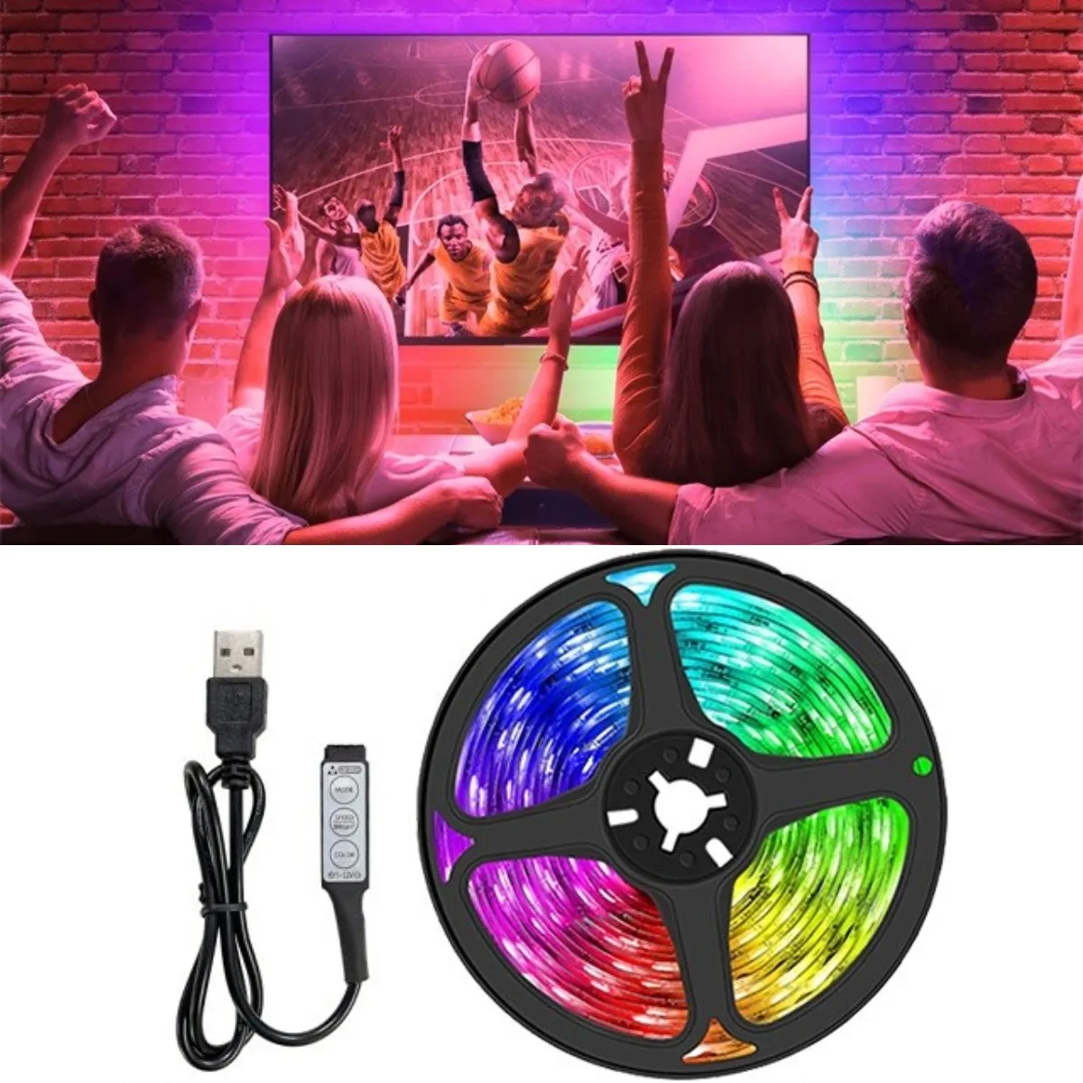 Led Strip Lights 5V Rgb 5050 Bluetooth Control Waterproof Flexible For Tv Backlit Room Home Party Outdoor Decoration