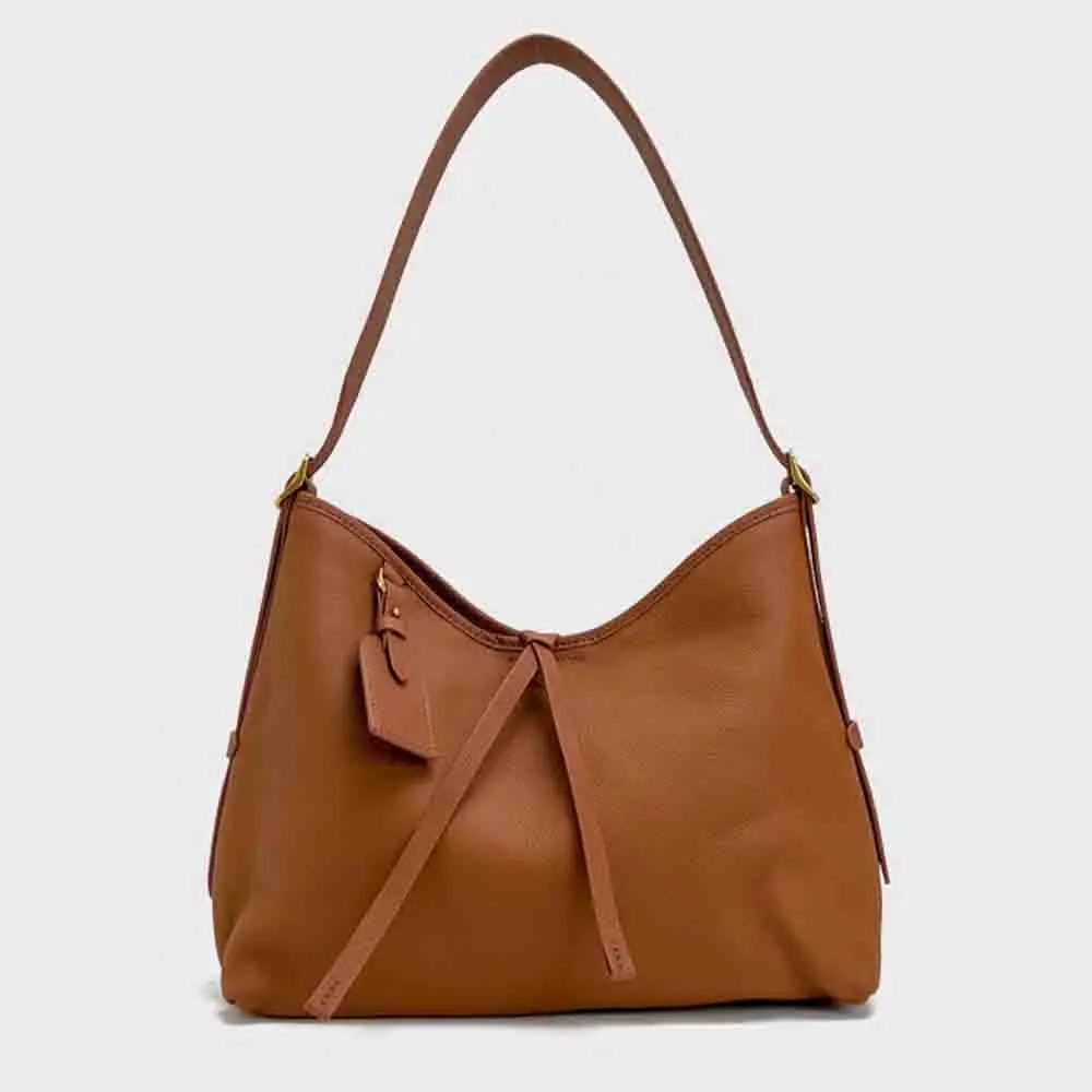 

Motingsome Large Soft Women Handbag and Purses Frist Layer Cowhide High Grade Ladies Shoulder Hobos Bag Leather Tote 2023 New