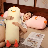 Cute dumb duck long strip pillow children sleeping clip leg pillow cartoon small animal removable and washable plush toy pillow