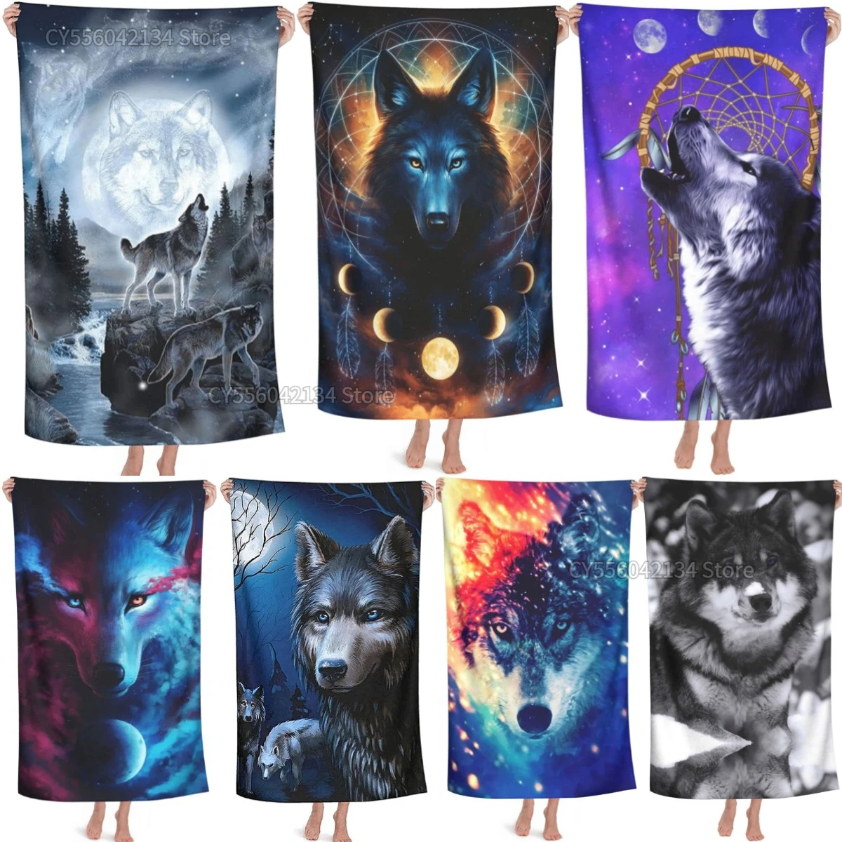 

Wolf Series Beach Towels Microfiber Beach Blanket Sand Free Beach Towel Quick Dry Towel for Travel Swim Pool Yoga Camping Gym