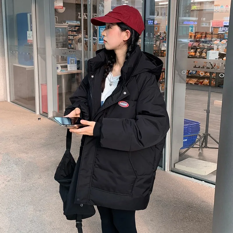 

Женская зимняя куртка оверсайз, толстое пальто с хлопковой подкладкой, женская модная свободная пузырьковая куртка с капюшоном, женские па...