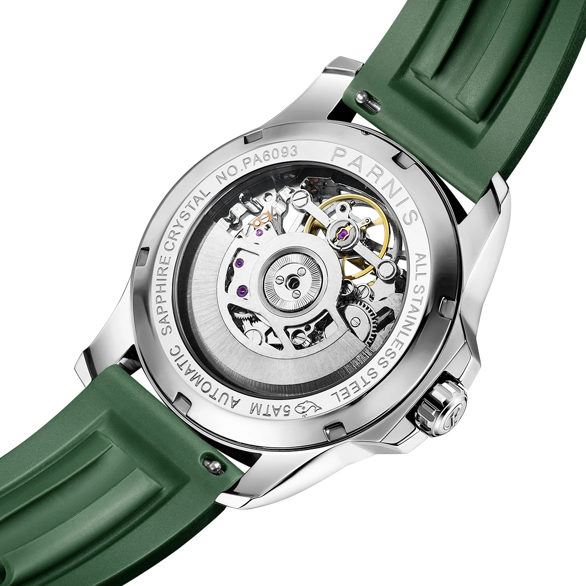 Модные мужские механические наручные часы Parnis 43 мм с календарем желтым