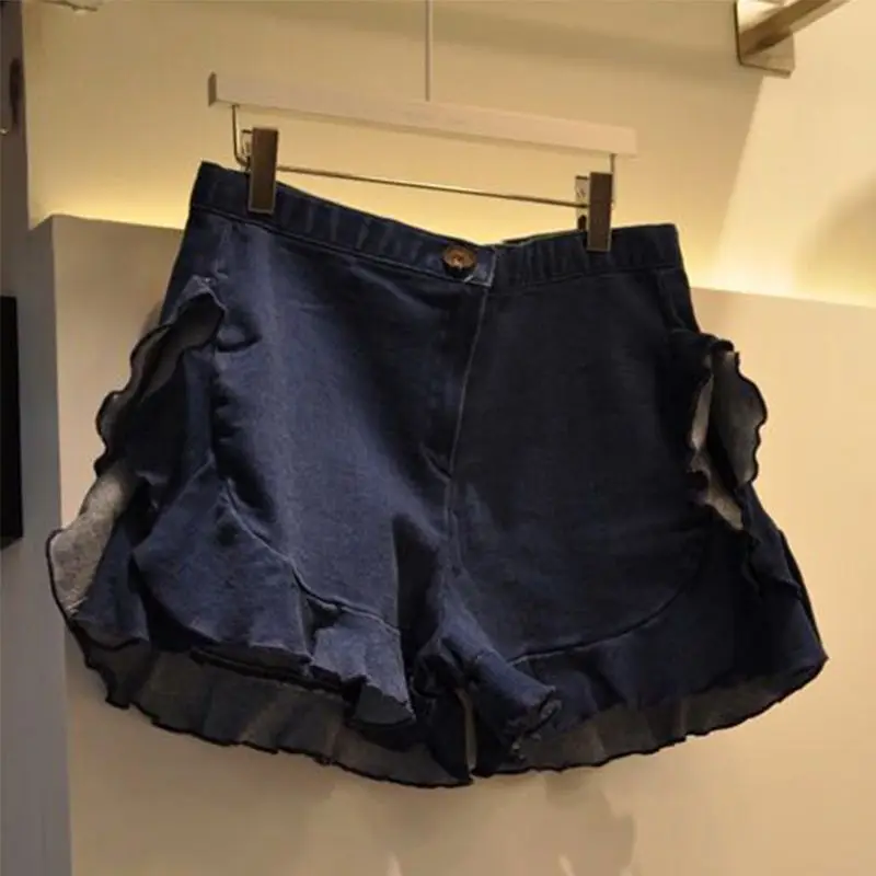 

Korean Fashion 2023 Summer New Fashion Flanged Elastic Shorts Female 100 Take Wide Leg Pants Elastic Hot Pants
