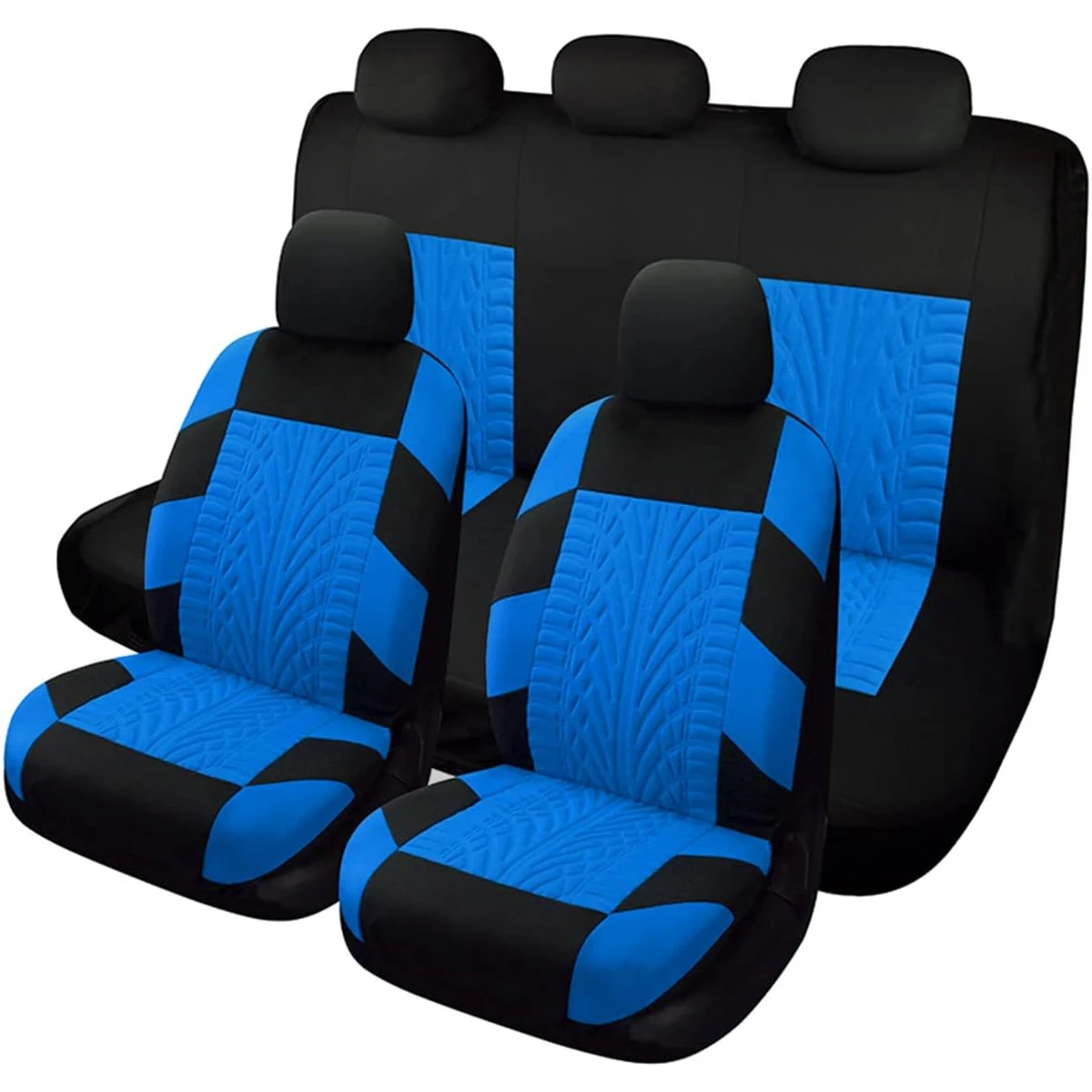 

A complete set of blue 9pcs car seat covers, new tire indentation front seat covers and car rear seat covers are suitable for mo