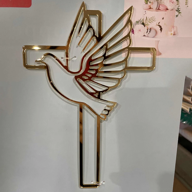 

1PC Baptism First Communion Cake Decoration Peace Dove Cake Topper Christening Acrylic Party Supplies Cake Decorating Tool
