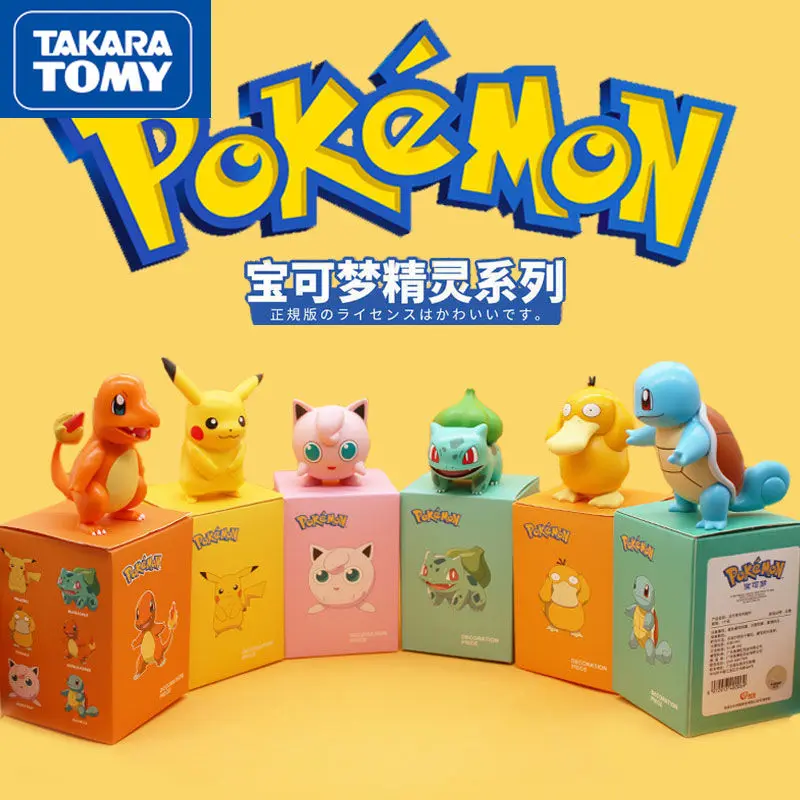 

TAKARA TOMY 2022 Pokémon Pikachu Squirtle Cute Anime Figure Men and Women Cool Desktop Creative Collection Ornaments