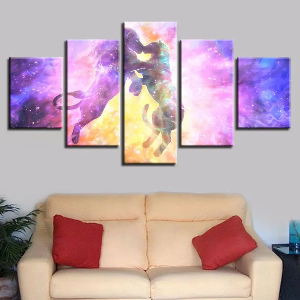 

5 Piece Lion Couple Lover Dream Kissed Wall Art Canvas Pictures Print Posters Home Decor for Living Room Paintings Decorations
