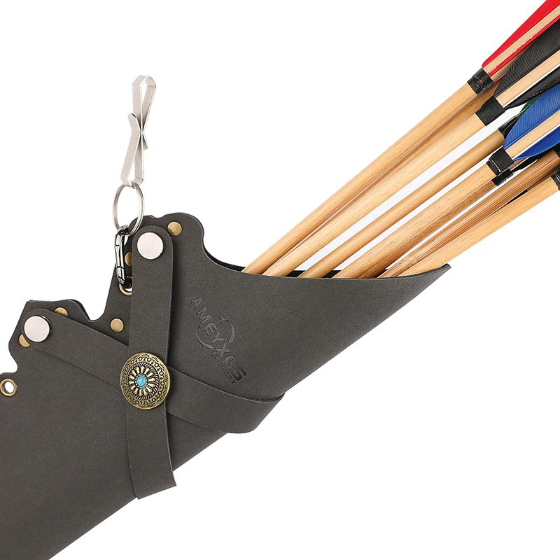 Кожаный колчан для стрельбы из лука AME коричневый черный LH/RH Hold 20-30 шт. пряжка