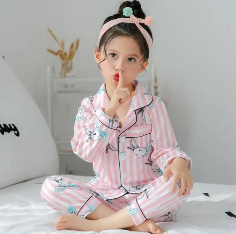 

Детские пижамные комплекты, хлопковая одежда для сна для девочек, женский ночной костюм с мультяшным рисунком, детская одежда для сна, пижамы, одежда для подростков, домашняя одежда