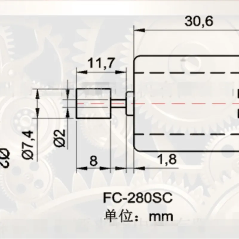 Микромотор Denso FC-280SC с колесным редуктором M0.7x9T для автомобильных зеркал заднего вида и замков дверей, 12В, 11800 обмин, DIY (art.: 3920dc27236fa) - 3920dc27236fa