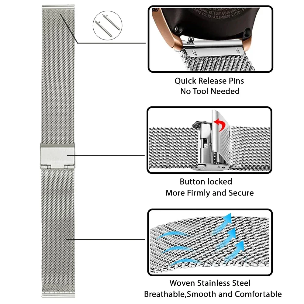 Фото Металлический браслет 18 мм для Huawei Watch GT6 41 мм, ремешок для huawei watch gt5 41 мм, ремешок для часов Huawei Watch 5, 42 мм, браслет Correa №2