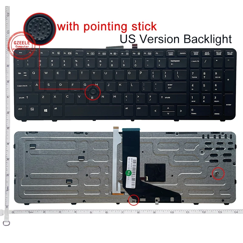 

GZEELE RU/US/JP/RO/UI NEW English laptop backlit keyboard FOR HP for ZBOOK 15 17 G1 G2 PK130TK1A00 SK7123BL US black Frame