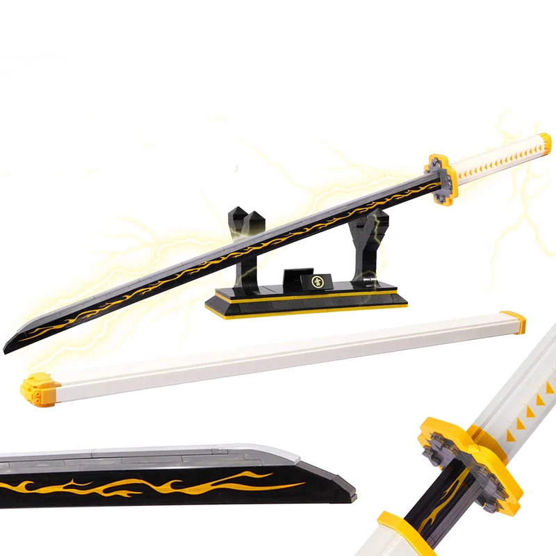 

Demon Slayer Swords Block Toy Building Blocks with Scabbard Stand Katana Demon Slayer Gift for Boy The Ghostblade Sword Toys