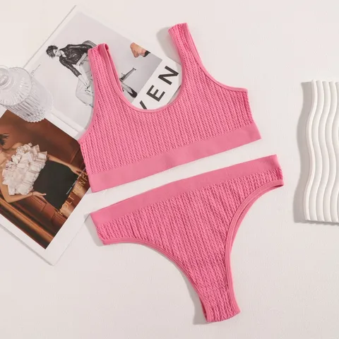 Femei Sutien fără probleme Set de tanga cu talie înaltă chiloți wireless sutien nult de lenjerie sexy set de lenjerie sport feminin