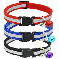 adjustable reflective pet collar safety buckle with bell for cat dog 3 pieces 3 colors