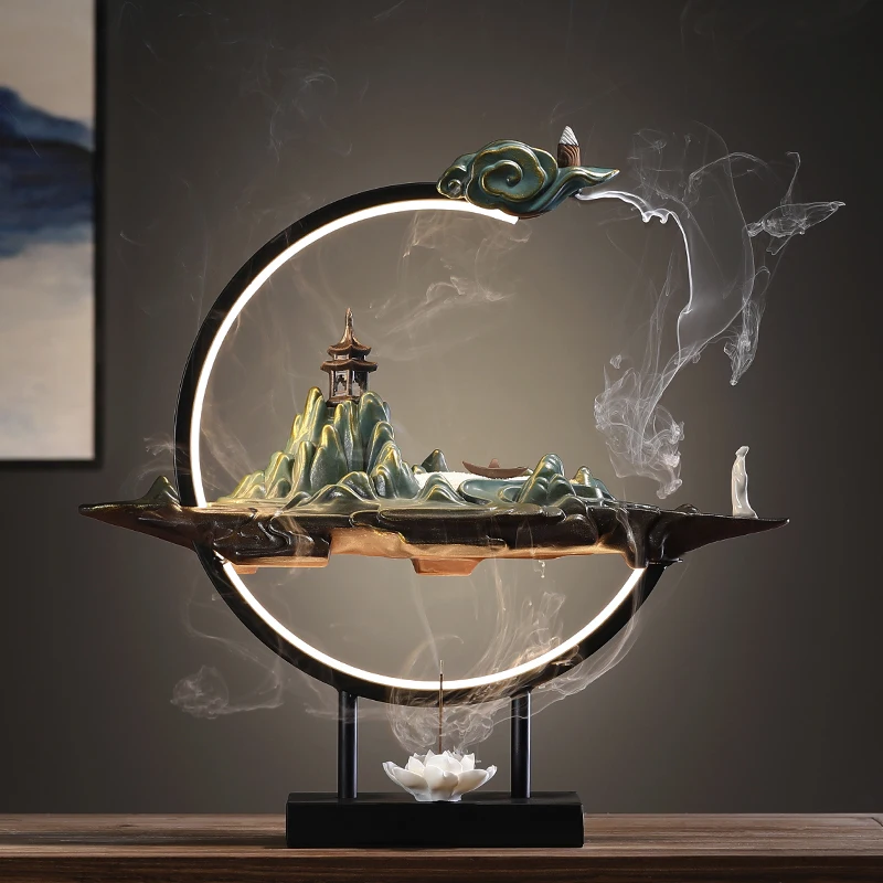 

Backflow Agarwood Incense Holder Puffs Smoke Zen Incense Burner Figurines Censer Quemadores De Incienso Living Room Decorations