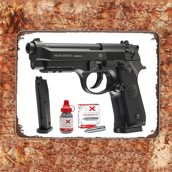 

Umarex Beretta M92 A1 - Full-Auto Blowback .177 Co2 Bb Air Pistol - 310 Fps Wall Tin Sign Wall Poster 8*12inch